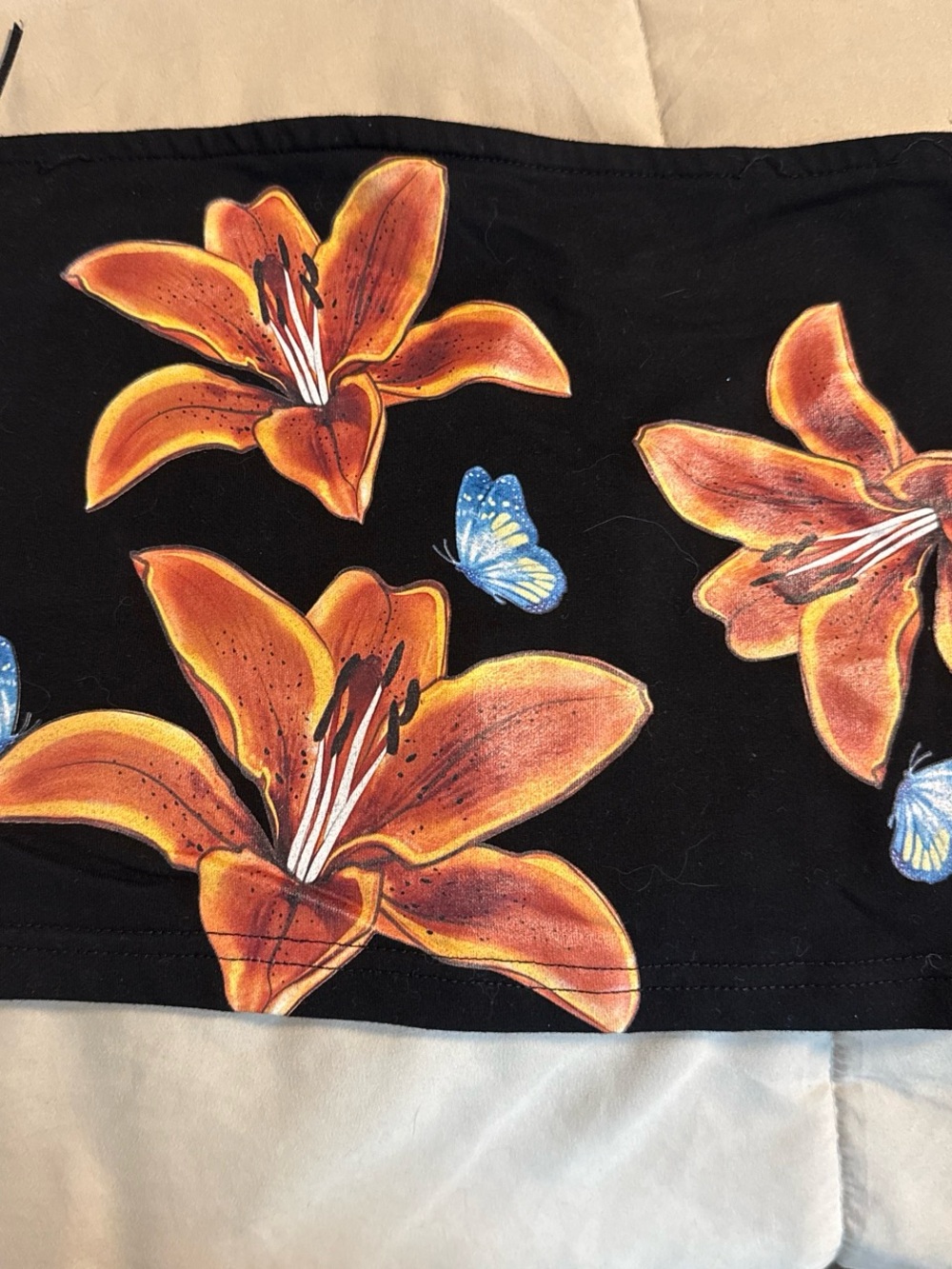 Black Floral print tube top